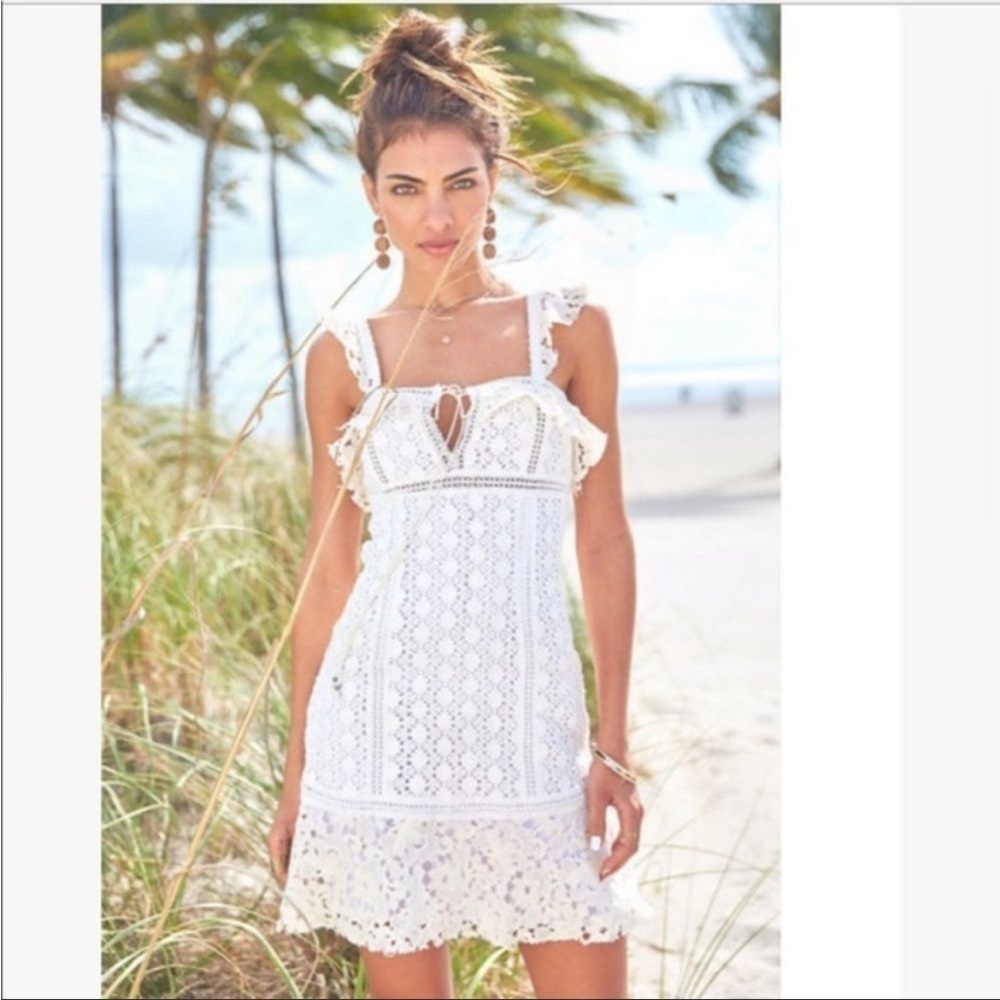 NWT Free People Cross My Heart Mini Dress Lace Crochet Laceup Boho Lined Beach